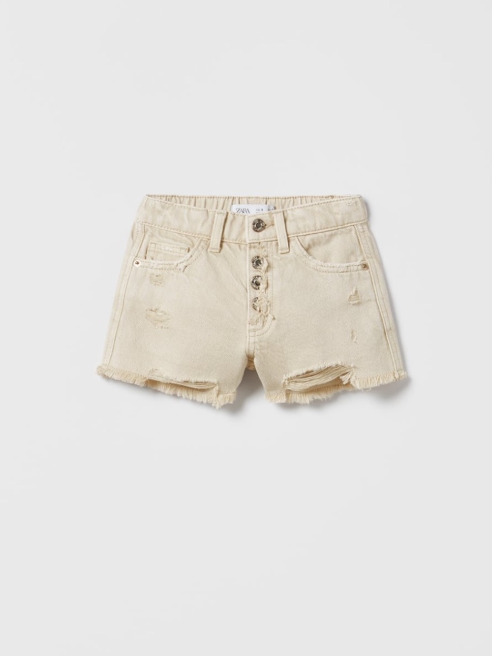 NWT Zara 6Y frayed denim fly button shorts
